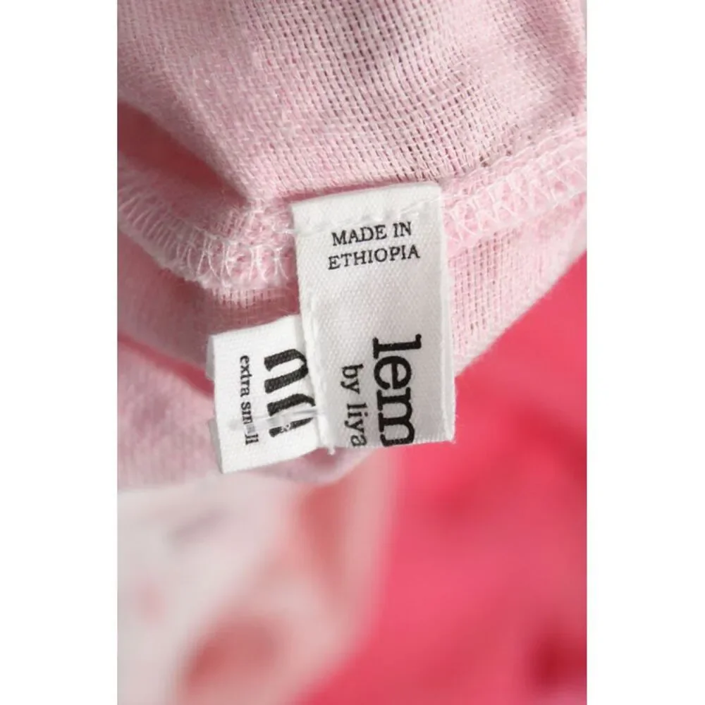 Lemlem Womens Pink Striped Off Shoulder Maxi Dress Cotton Short Sleeve Size XS